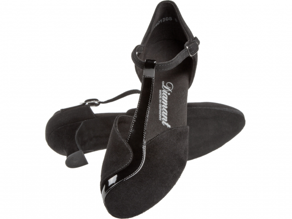Diamant 068 069 008 Mod. 068 ladies dance shoes width G wide Latino heel 5 cm black suede / black patent