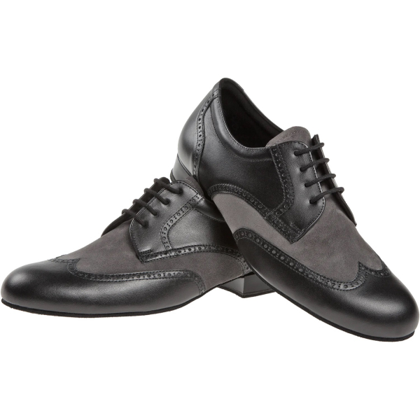 Diamant 099 025 376 Mod. 099 mens dance shoes width H comfortable heel 2 cm black leather / grey suede