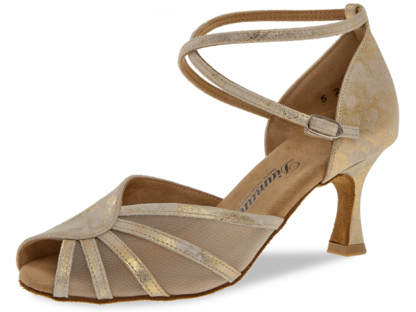 Diamant 020 087 017 Mod. 020 ladies dance shoes width F regular width Flare heel 6,5 cm gold magic leather