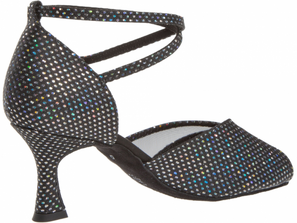 Diamant 020 087 183 Mod. 020 ladies dance shoes width F regular width Flare heel 6,5 cm black-silver hologram