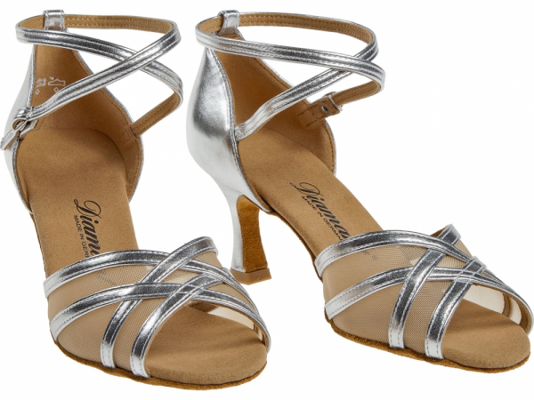 Diamant 035 087 013 Mod. 035 ladies dance shoes width F regular width Flare heel 6,5 cm silver synth.