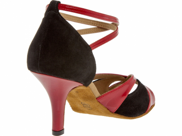 Diamant 141 058 400 Mod. 141 ladies dance shoes width F regular width Slim heel 7,5 cm red patent synth. black suede