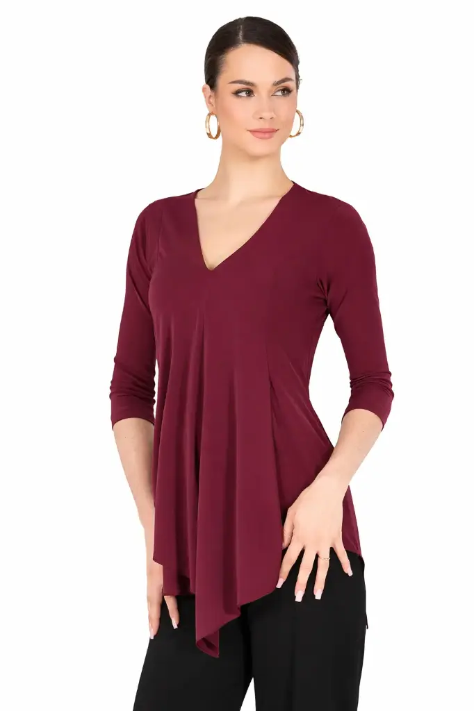 [1MF261101XSBUR-9900] Damen Tanzshirt _BRENDA_ burgund (XS)