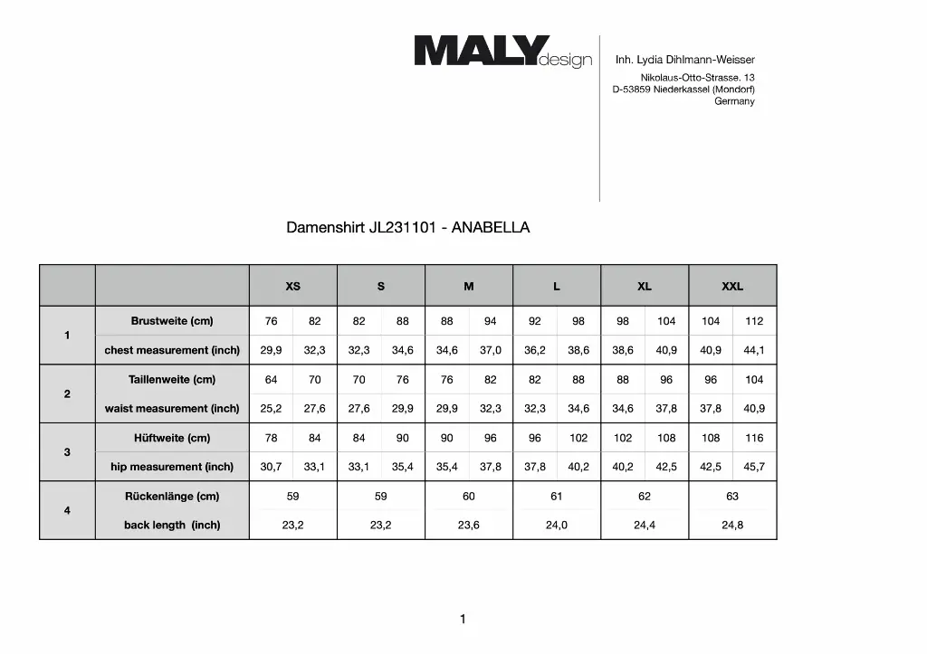 Maly Design dames dansshirt ANABELLA - Afbeelding 6