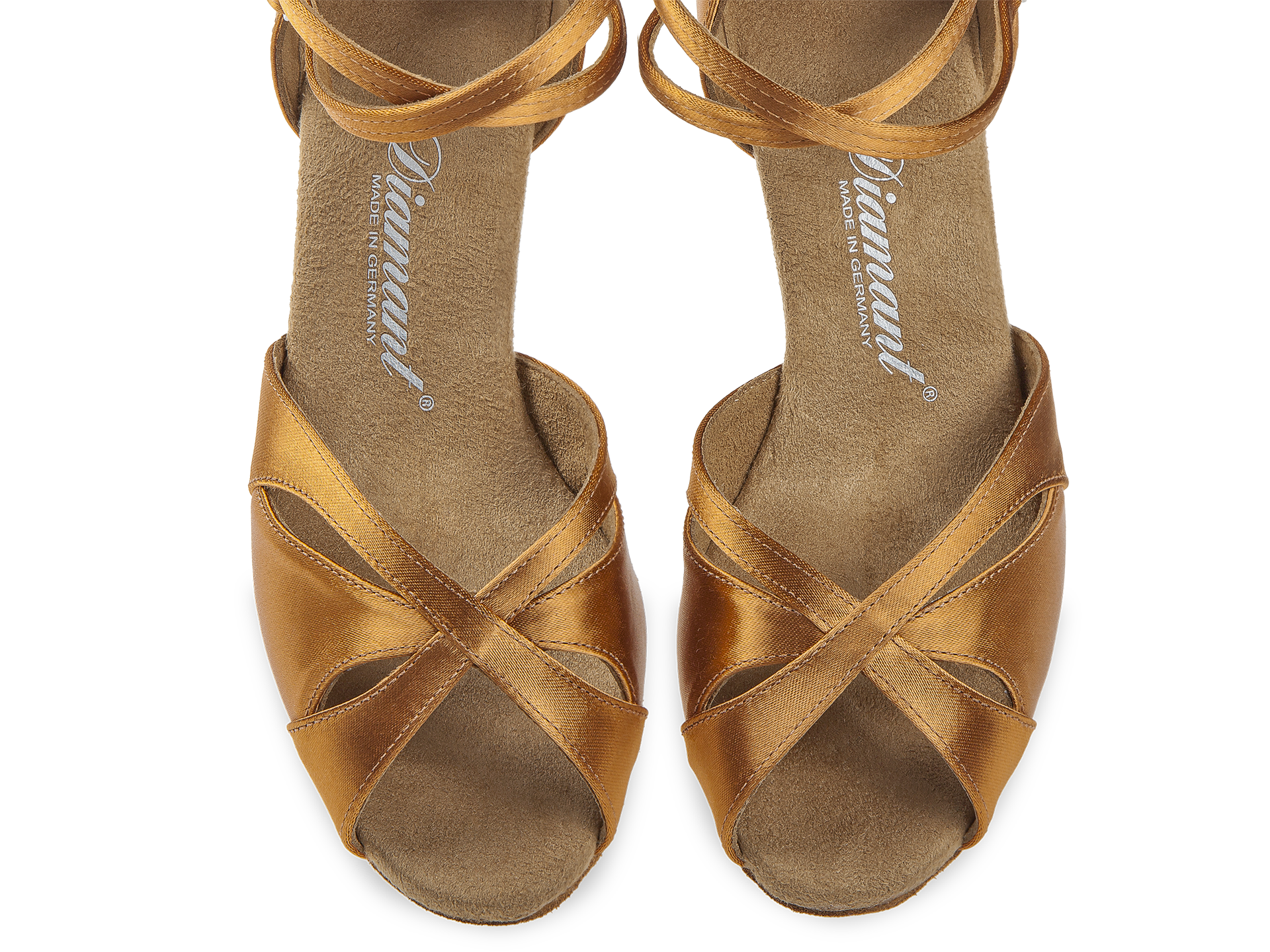 Diamant Dames Latin Dansschoenen Model 141 – Dark Tan Satin – Flare Hak 5 cm – Type 141-077-379 - Afbeelding 3