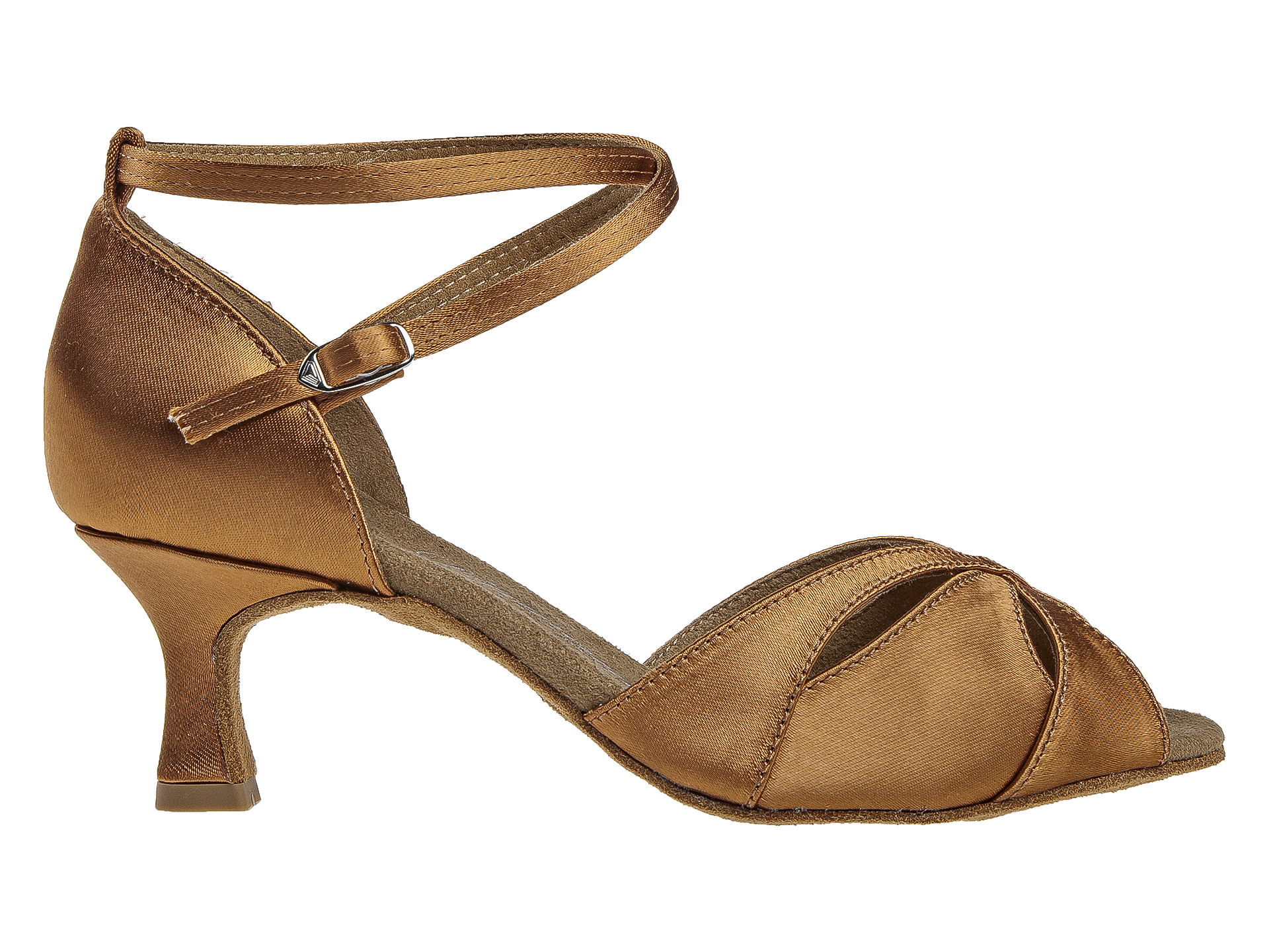 Diamant Dames Latin Dansschoenen Model 141 – Dark Tan Satin – Flare Hak 5 cm – Type 141-077-379 - Afbeelding 6