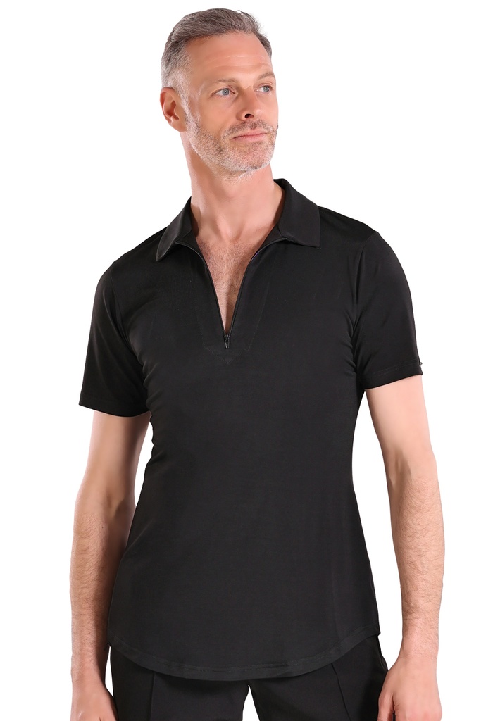 [1MF202203XSSC-8900] Kurzarm Tanzpolo _ROBERTO_ schwarz (XS)