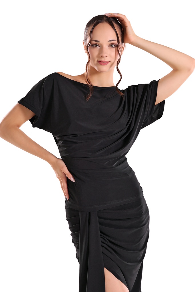 [1MF231103XSSC-8400] Damen Tanzshirt _SARA_ schwarz (XS)